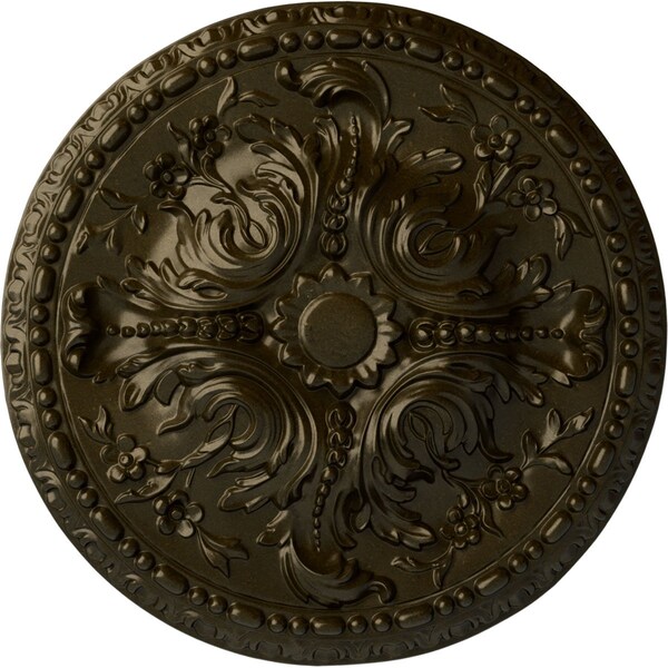 Ekena Millwork Amelia Ceiling Medallion (Fits Canopies up to 2 3/8"), Hand-Painted Green Gold, 19 5/8"OD x 3/4"P CM20AMGGS - main